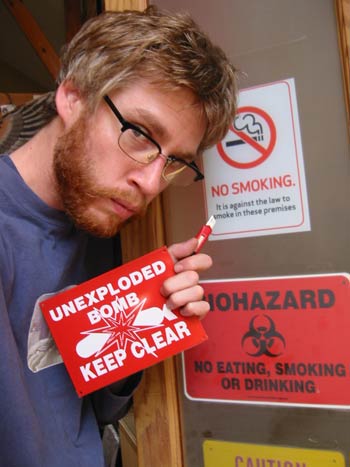This man is dangerous, but he does enforce the new anti-smoking laws very rigorously
