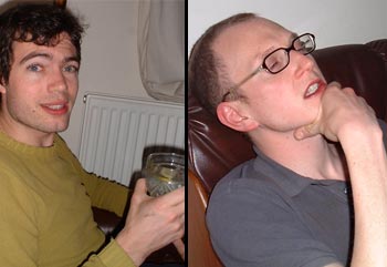 EXCLUSIVE! What a treat for you - this is Andy S and Andy T on the very night we thought of WoT back in March 2003. Andy T is obviously asleep, so clearly, as the evidence shows, all credit should be given to Andy S.