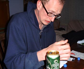 One of the many problems we encountered during testing was getting Andy T to overcome his diceophobia. Sometimes it got so bad, he had to be carried, shaking and crying, from the room. This is from 6 October 2004.