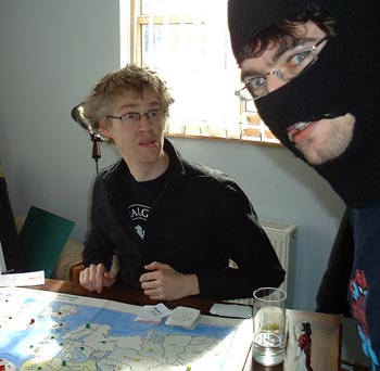 A prize-winning sneer from Tom as Andy S wins yet another game on 23 April 2005