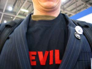 Close-up of the "evil" t-shirt which continued to cause the organisers some concern.