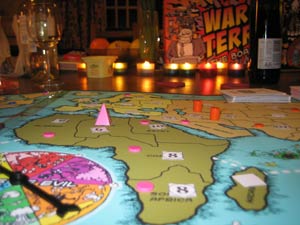 A rather 'classy' shot of War on Terror, the boardgame. It's almost romantic.
