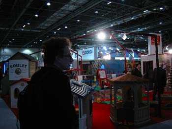 Andy T bewildered by colours, lights and climbing frames.
