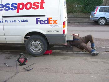 As well as a flat tyre, we managed to run over our neighbour.