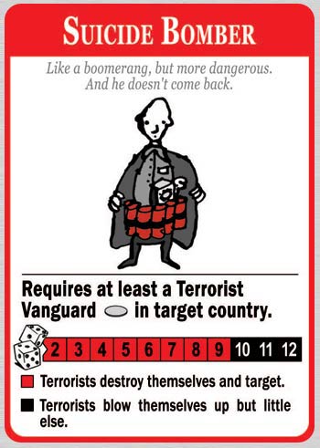 Detailed image of one of the cards from the game, War on Terror: Suicide Bomber