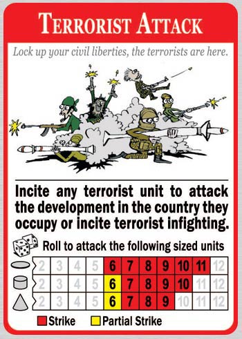 Detailed image of one of the cards from the game, War on Terror: Terrorist Attack