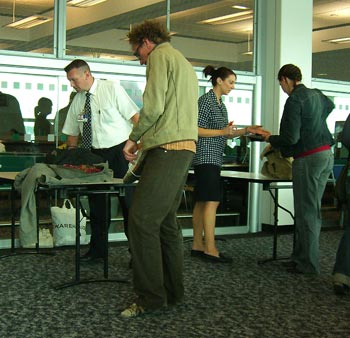 Andy T getting 'checked' once again, luckily no rubber gloves were involved.