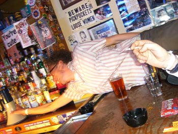 Andy T going for the megaphone, it's one way to get served.