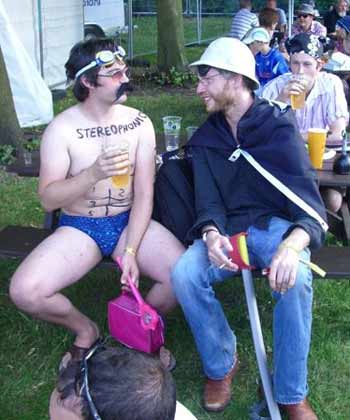 At Andy's stag concern shows on our faces that we may look silly in orange jump suits