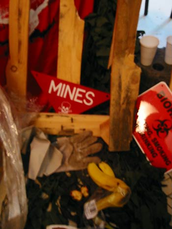 Rubbish starts mounting as our stand literally mutates throughout the weekend.