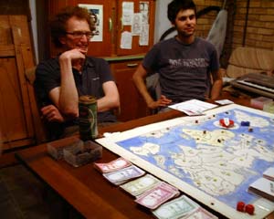 A rare pose of relaxation displayed by both Mike and Andy T