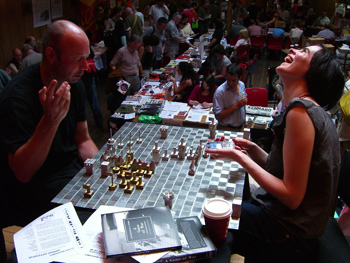 'Look up there and I won't cheat, honest...'