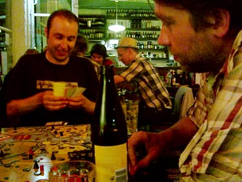 Ian has money and is happy. Dave has cider and is sad. The lesson here is, if you have money, don't spend it all on cider.