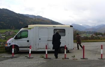Looking like a dirty prop against a scenic theatrical backdrop ... the TBG ambulance in all its glory.