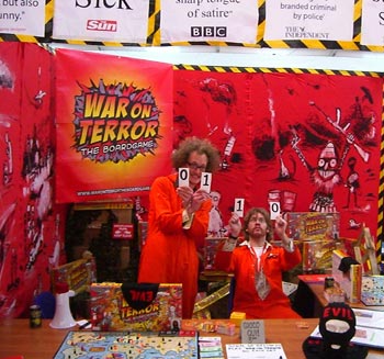 Andy T and Tom display binary for "Ciao!"