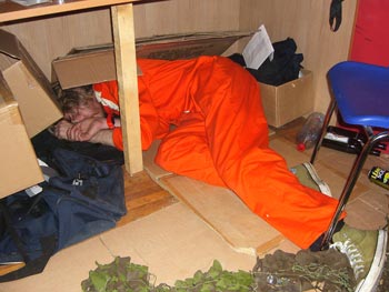 Resident tramp, Tom M-J, adds a thoughtful and poignant touch to our stand.