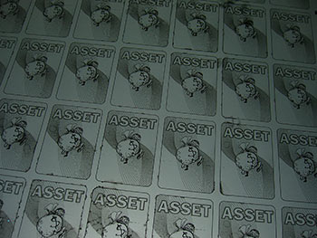 A plate of Asset backs after being in the machine