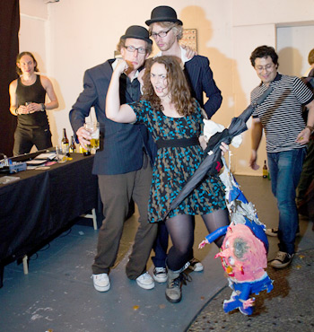 Post-pinata celebration. Look at those pecs, it never stood a chance.