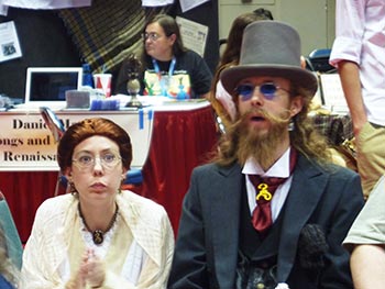 I'd like to say these people were watching Tom's booth dancing, but they're not, they're just a bit strange.