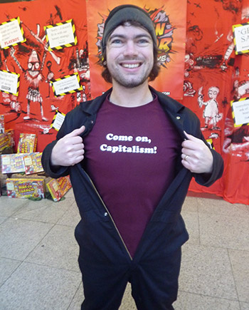 Andy S rallies our flagging economic system with a t-shirt designed especially for the event. 