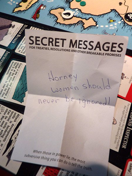 We were passed this secret note from a woman so horny that she was unable to concentrate on her spelling.