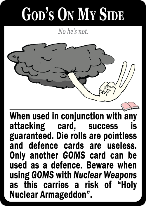 "Yeh, don't mess with us, or my imaginary body guard will smite you. What's that? He's your imaginary body guard too?" Yeh, this one's already got us in trouble...