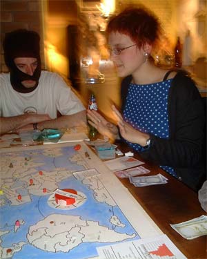 Rachel preaches peace and tries to calm everyone down.