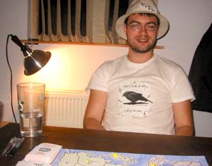 He surveys his evil empire.