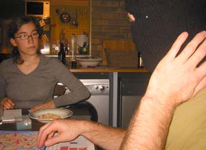 Hamish tries to look cool in the balaclava...