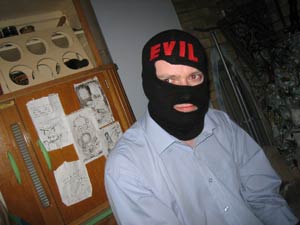 Alan doesn't take to being evil particularly naturally.