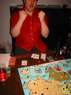 Jim delivers the 'double Henman' - a familiar victory salute seen in the War on Terror when successfully foiling a Plane Hijack or other similarly serious threat