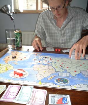 Poised to strike, like a cougar. Maybe.