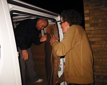 Unloading the van