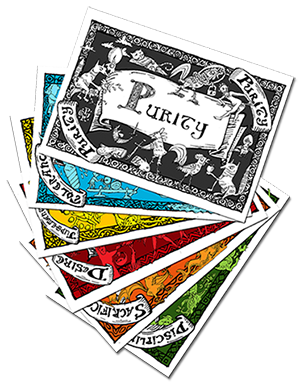 The Hen Commandments - some of the Virtue cards